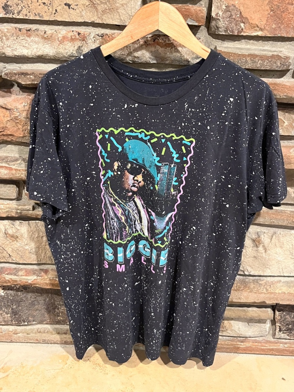 Brooklyn Mint Biggie Smalls Black AOP Splatter Tee w/Retro Neon Graphic